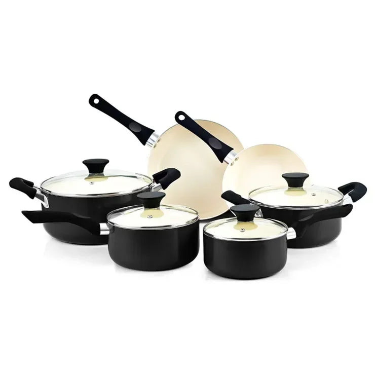 For Ceramic Nonstick Granite Induction Kitchen Cooking Cookware Sets 10 Pcs Pots and Pans Set on sale