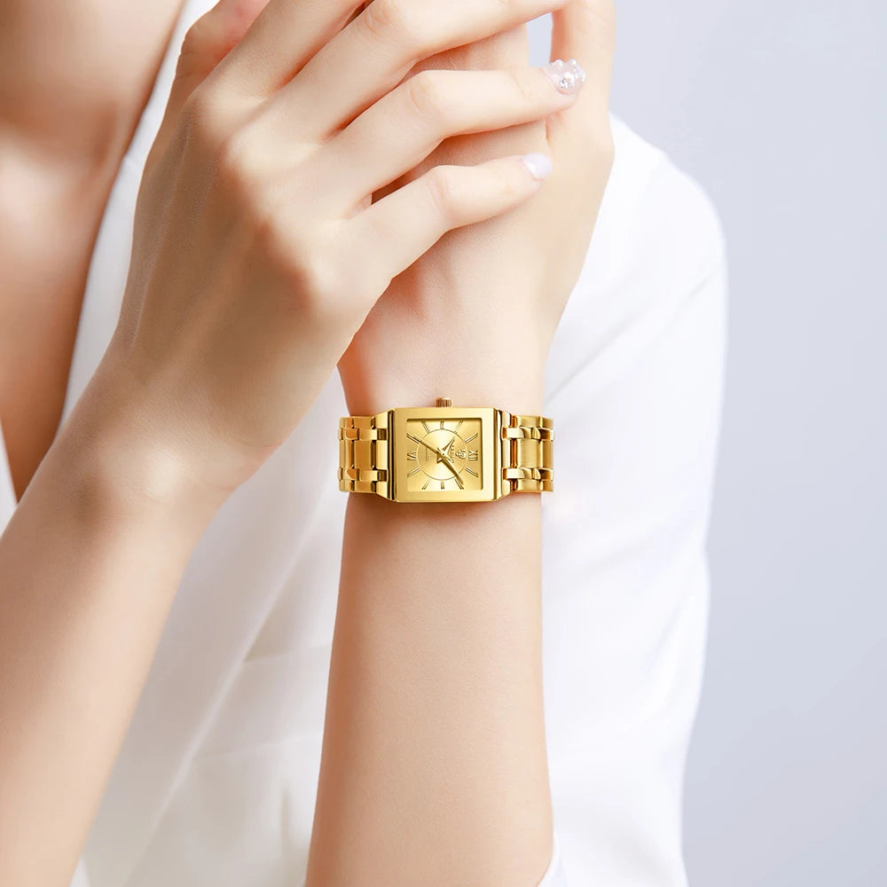 LIEBIG Luxury Golden Quartz Wristwatches For Female Girl Male Fashion 30m Waterproof Women Ladies Mens Watches Relogio Feminino