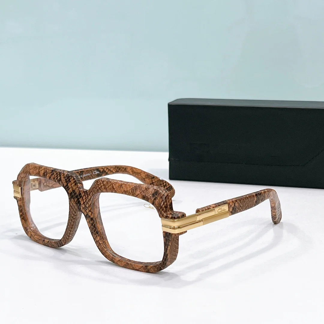 Original ACAZAL MOD6073 Stylish Top Quality Acetate+Leather Frame Men Sunglasses UV400 Clear Lens Business Women Couple Eyewear