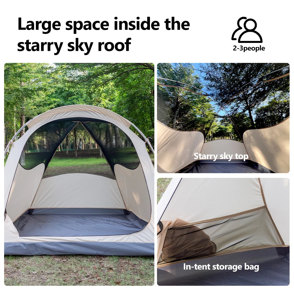 Ultra-Light 2-3 Person Hiking Tent – Snowproof, Portable, Double-Layer Aluminum Frame, Durable Oxford Fabric for Camping