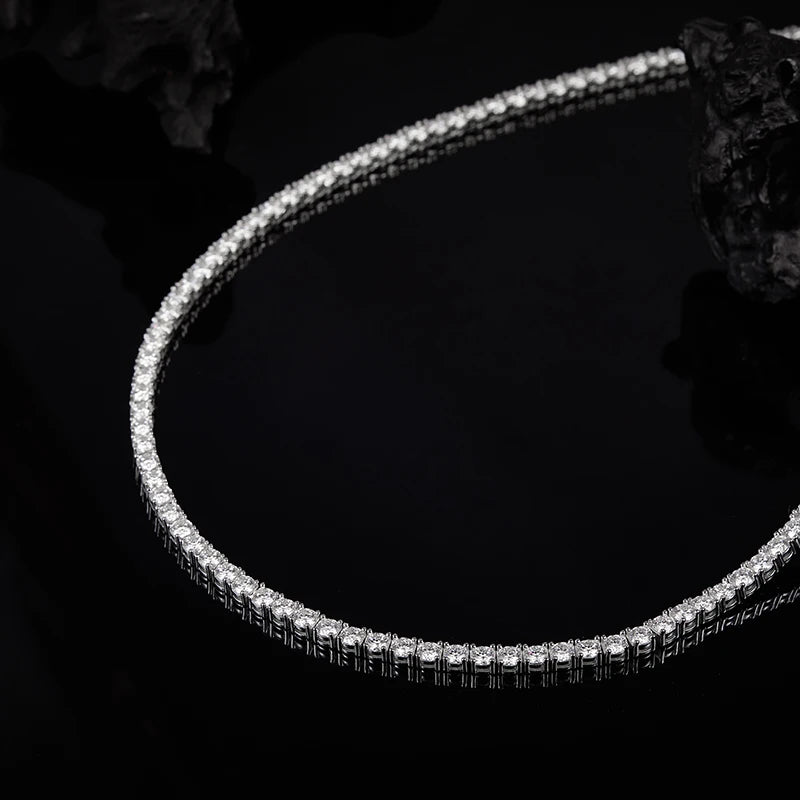 Moissanite Tennis Necklaces For Man Women 3/4/5/6.5mm Full Diamond With GRA 925 Sterling Silver Plated 18k White Gold Jewelry