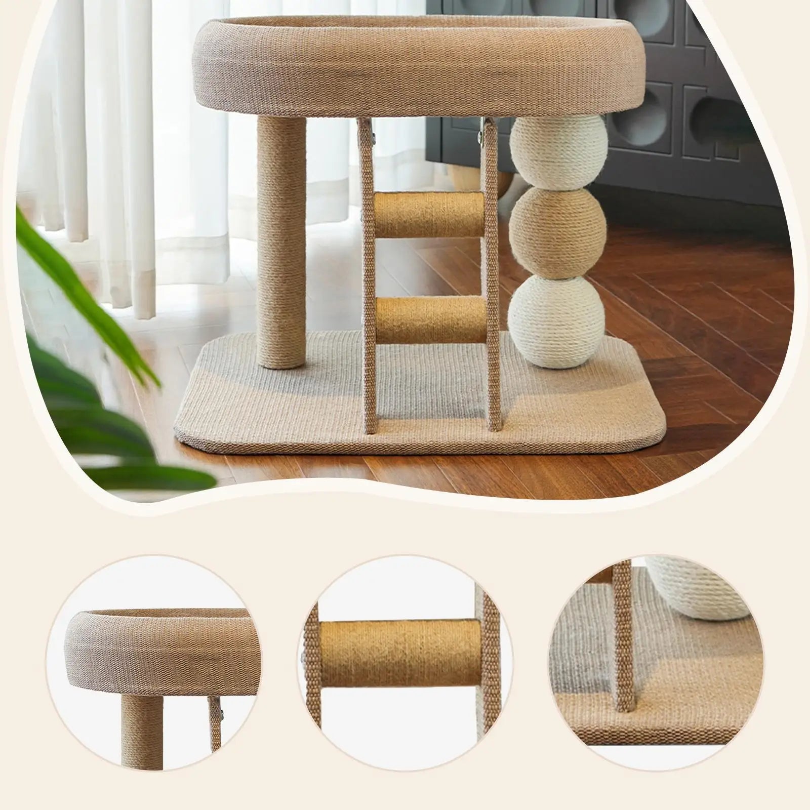 Small Cat Tree Tower with Perch Bed Scratching Post Pet Accessories Training Toy Multifunctional for Indoor Cats Kittens Condo