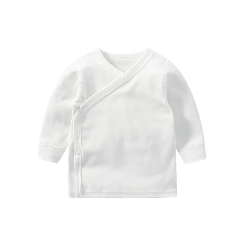 Baby Clothes Infant Boys Girls Set Long Sleeve Cotton Slanting Open Button T-Shirt Tops Solid Color Pants Spring Baby Outfits