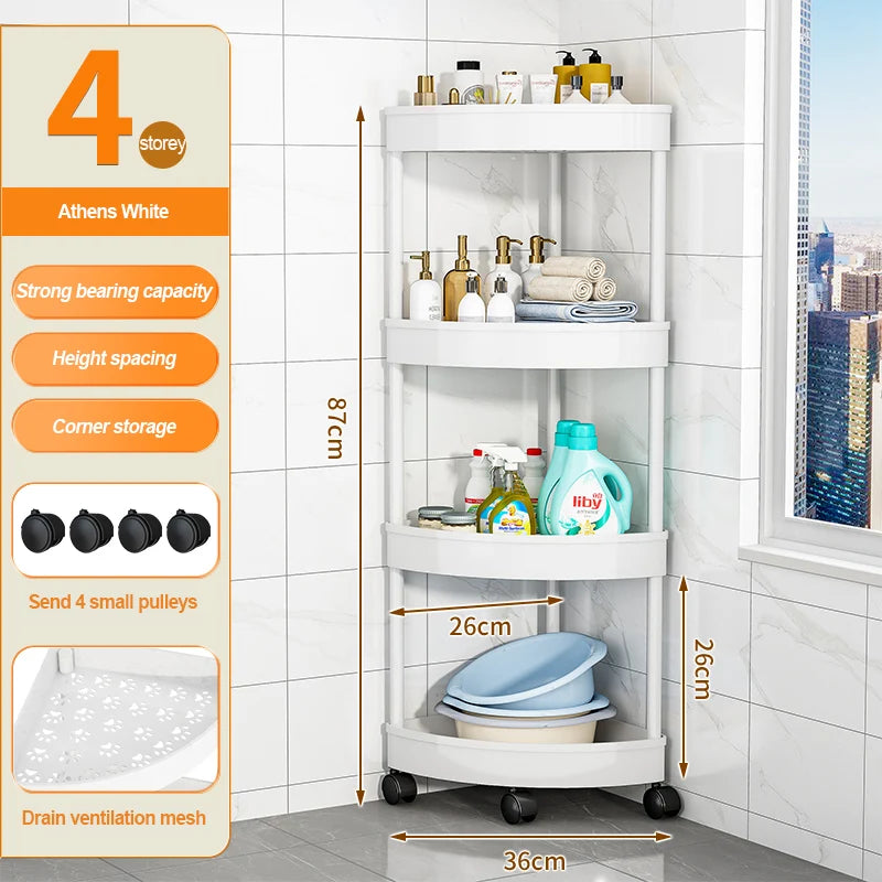 Bathroom Storage Cart With Wheels Kitchen Living Room Storage Rack High Load-Bearing Capacity Home Accessories