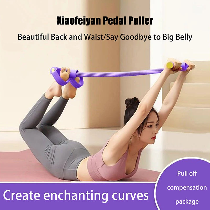 10-Tube Yoga Pedal Puller Woman Resistance Bands Abdomen Waist Arm Training Elastic Pull Rope Fitness Equipment