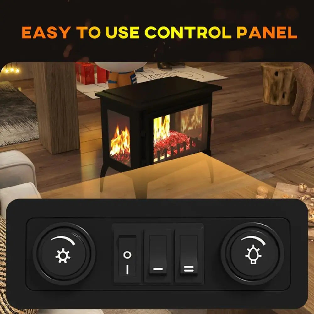 1000W/1500W 24 Freestanding Electric Fireplace Heater with Realistic Flame & Adjustable Temperature - Black