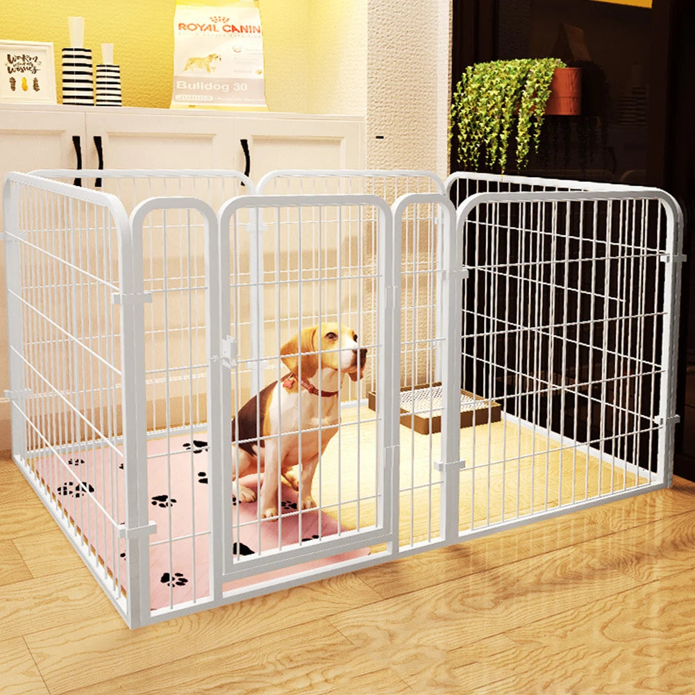 6 Panels Pet Playpen with Door Foldable Exercise Puppy Kennel Cage Heavy Duty Dog Exercise Fence for Dog Cat Rabbit Pet Exercise