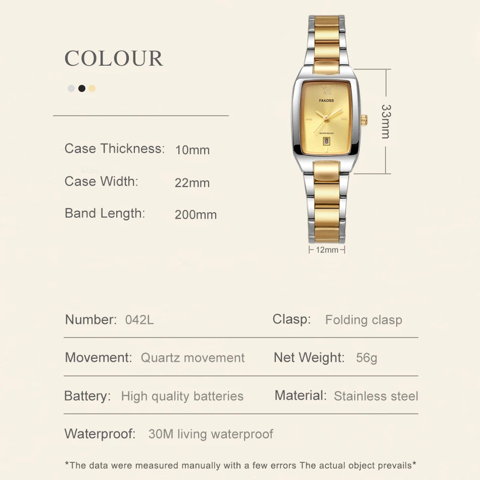 WWOOR Luxury Woman's Watch Elegant Waterproof Stainless Steel Watch for Ladies Dress Square Quartz Women's Watches Reloj mujer