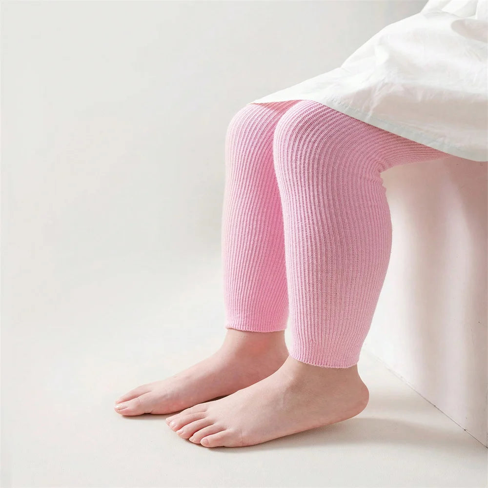 1 pack of girls' spring and winter slim solid color versatile cropped pants with leggings