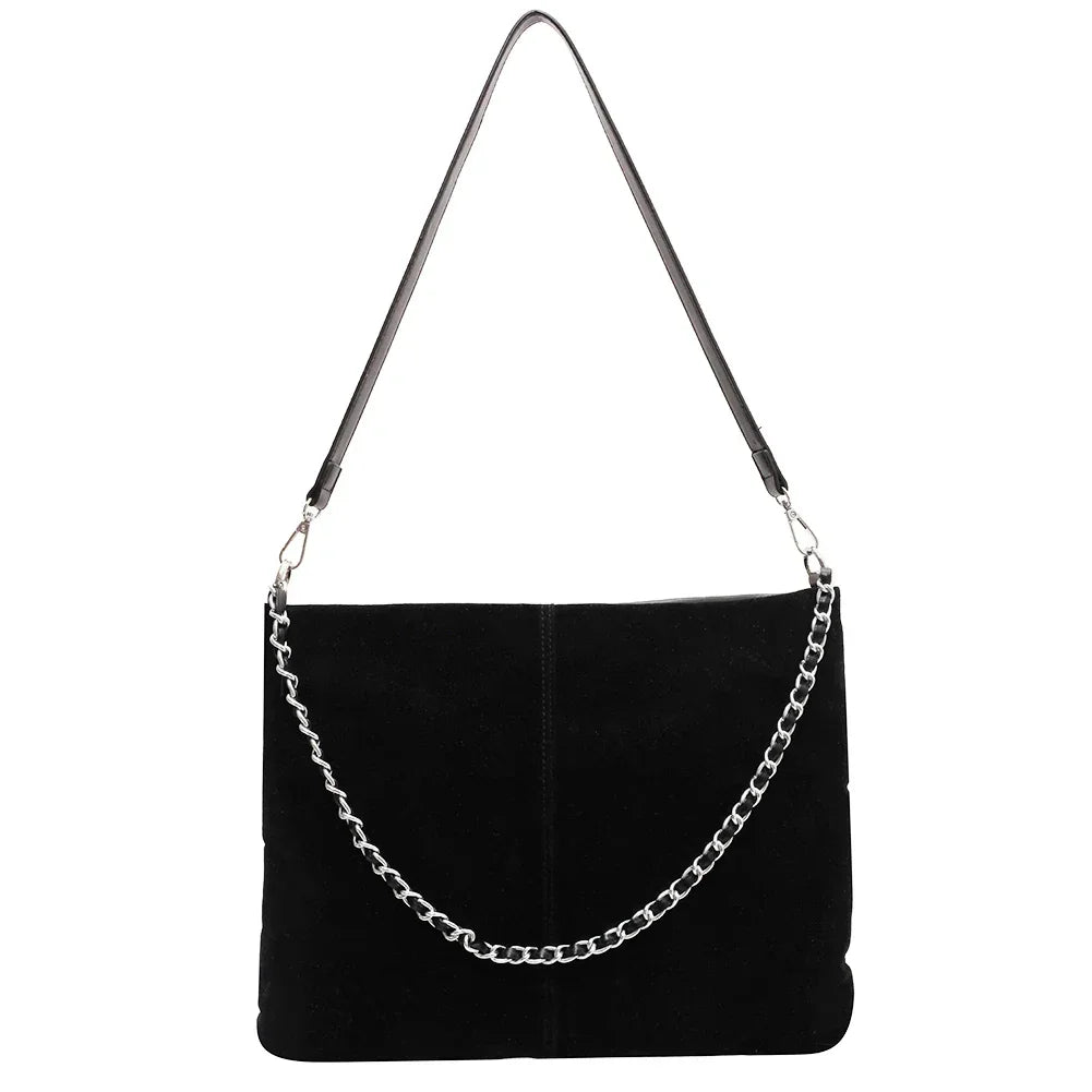 Women Suede Shoulder Bag with Inner Pocket Crossbody Purse Zipper Closure Hobo Bag Handbag Trendy Clutch Purse for Work Travel