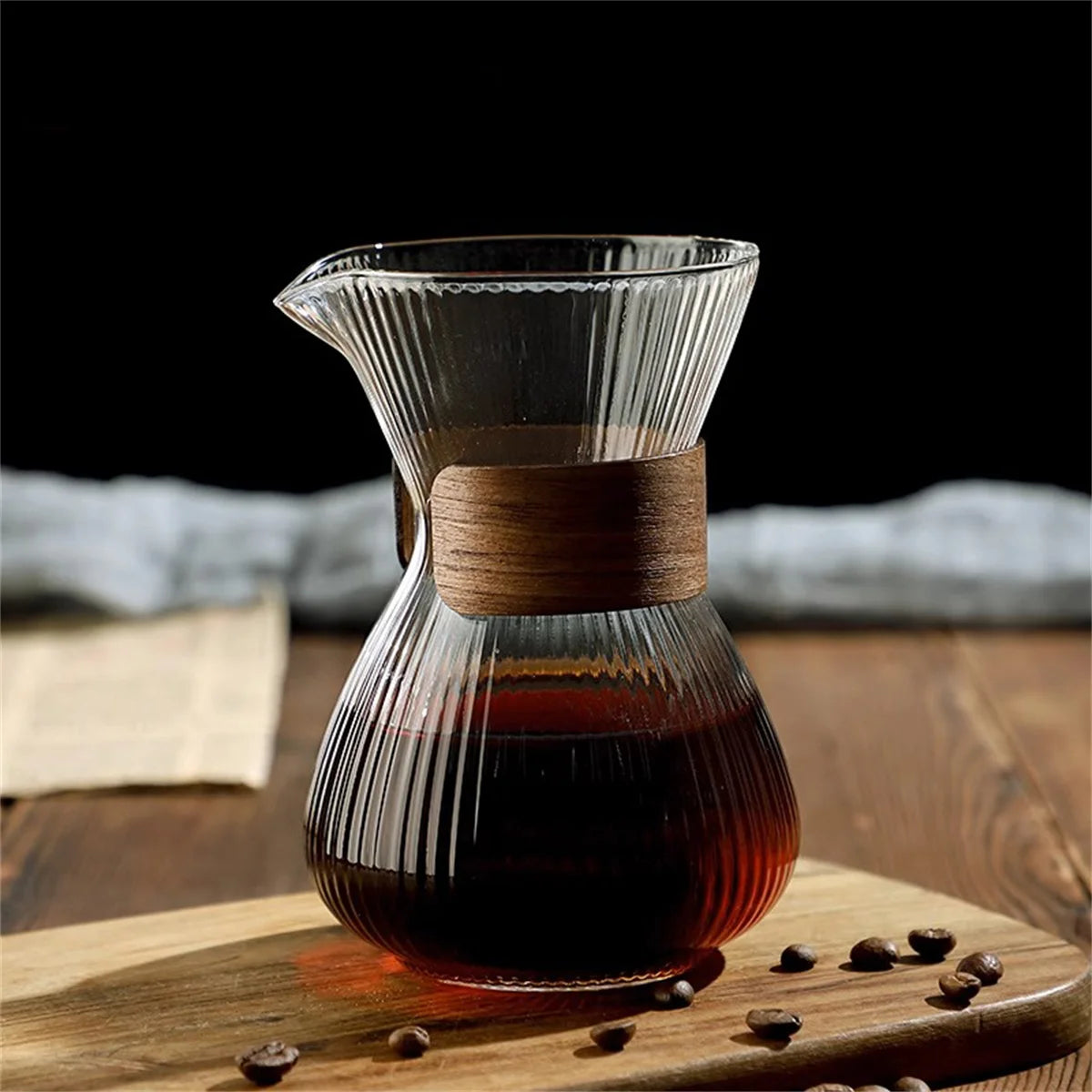 400ml Striped Glass Pot Pour-over Coffee Sharing Pot Simple Cold Drink Pot Coffee Utensils Tea Set Coffee Accessories