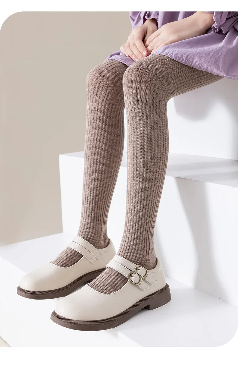 Children Fashion Tights Baby Girl Pantyhose Cotton Knitted Stocking Toddler Kids Solid Leggings Casual Pants For 0-12Y