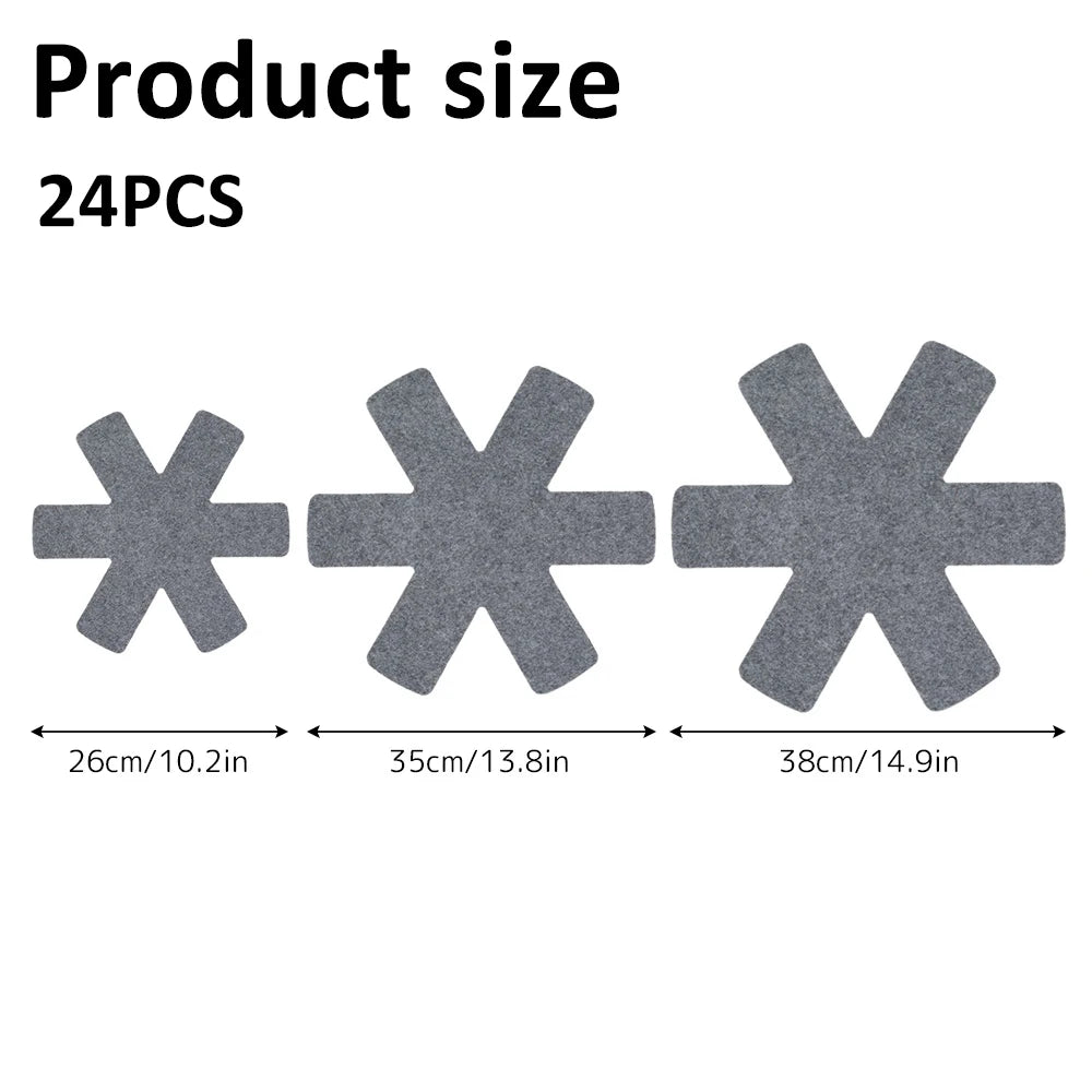 Pot and Pan Protectors 12Pcs Pot Dividers Pad Non-woven 3 Sizes Pans Separator Pads for Protecting Separators Pads Cookware