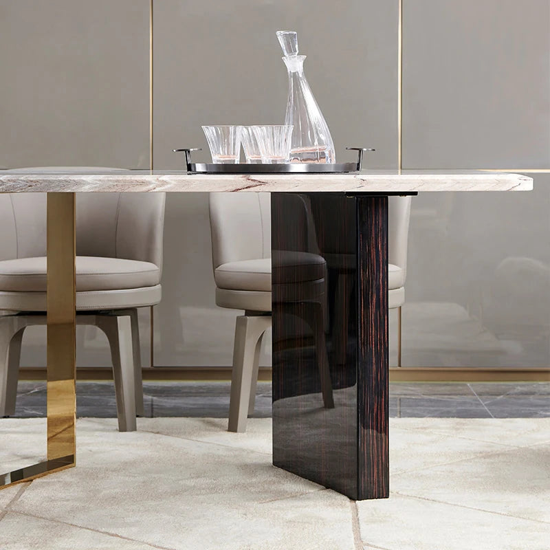 Italian Design Dining Table Modern Luxury Wood Or New Household Marble Rectangular Dining Table Set