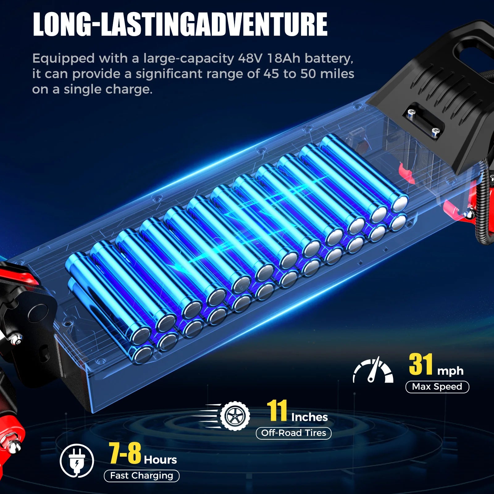 NEW 1600W Adult Foldable Electric Scooter Dual Brakes Long Endurance 11inch Off-Road Tires High Performance Commute E-Scooter