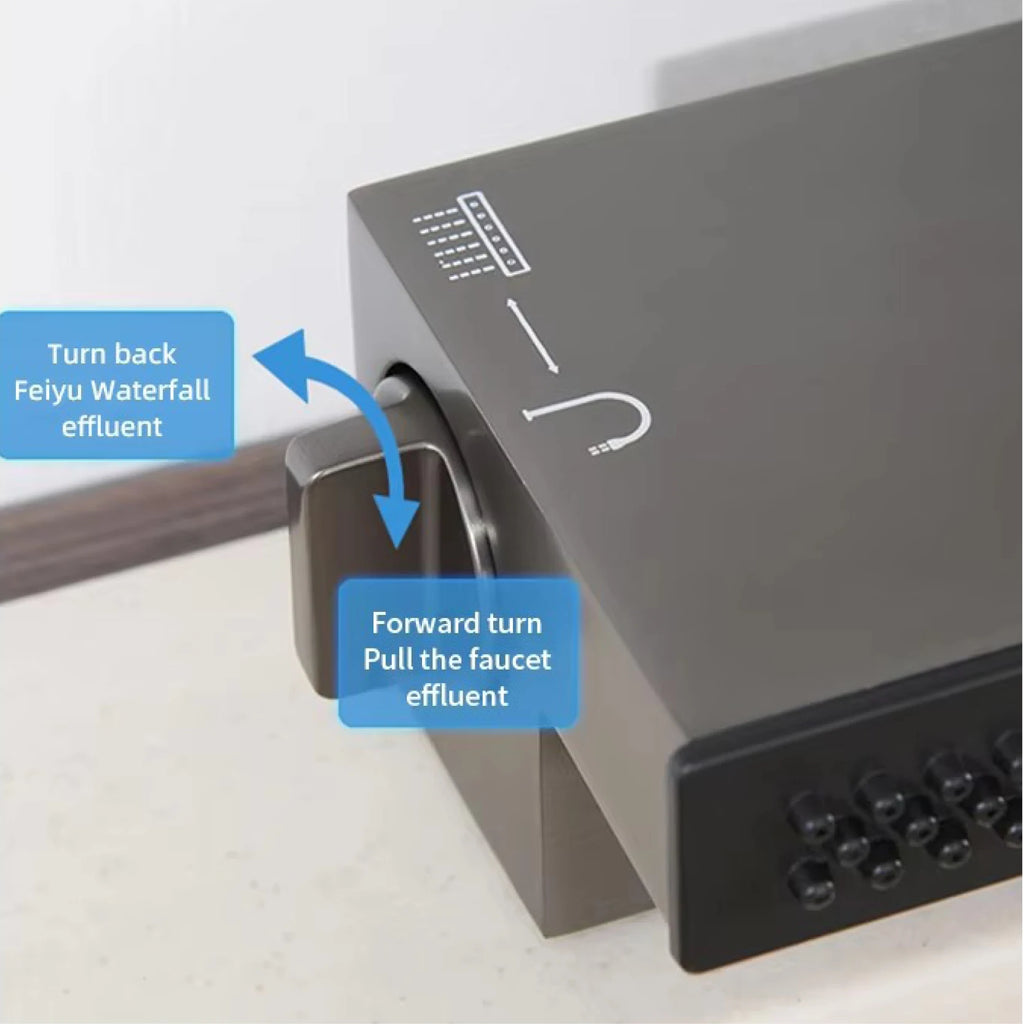 Luxury Gunmetal Brass LED Digital Display Kitchen Faucet 1 Hole Pull-out with 2 Modes Ceramic Valve Core Hot&cold Water Sink Tap