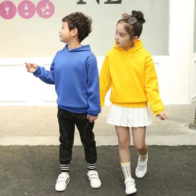 Spring Autumn Children Clothing Solid Color Hoodie Boys Girls Tops  Toddler 3-12 Year Sweatshirr Black White Ash Red Blue Coat