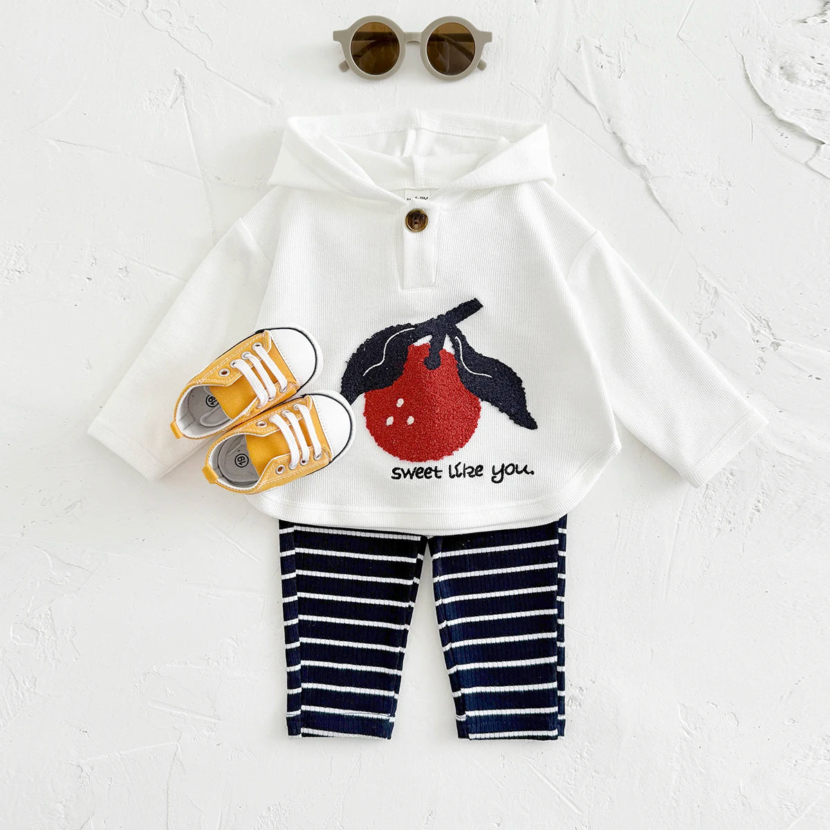 New Baby Boy Clothes 2Pcs Autumn Winter Hooded Long Sleeve Top Pants Cartoon Fruits Toddler Outfit Kids Newborn Clothing Sets