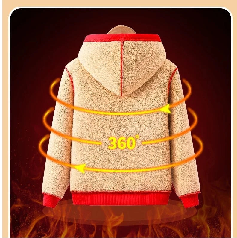 Unisex Winter Fleece Hoodies for Boys Sweatshirt Casual Thicken Warm Kids Zipper Coat Tops 8 9 10 12 Years Girls Clothes Cotumes
