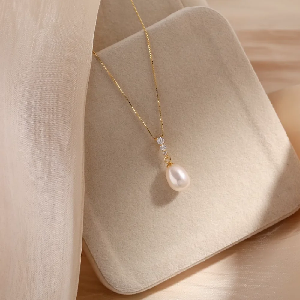 925 Silver Chains Original Certified Moissanite Necklace for Women 18k Gold Plated Pearl Pendant Necklaces Jewelry Ships from US