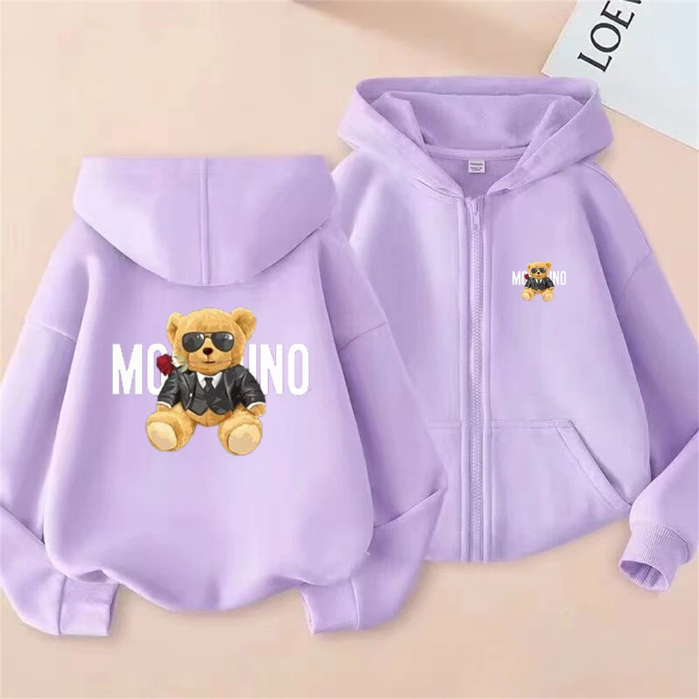 Children Little Bear Hoodie Toddler 3-12 Year Coat  Fashion zipper style Clothing Boys Girls Tops Spring Leisure Sweatshirr