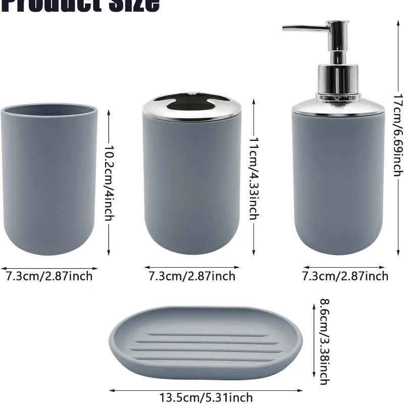 Bathroom Accessory Set 4 pcs Shatter-Resistant Resin Lotion Soap Dispenser Toothbrush Holder Soap Dish Bathroom Decor Gift