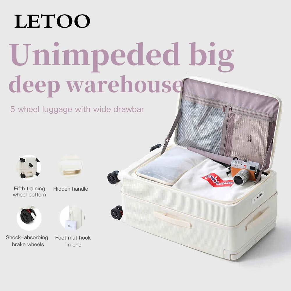2025 Front-opening Luggage. 26-inch anti-drop rolling suitcase, 20-inch carry-on luggage, combination suitcase, 24-inch travel b
