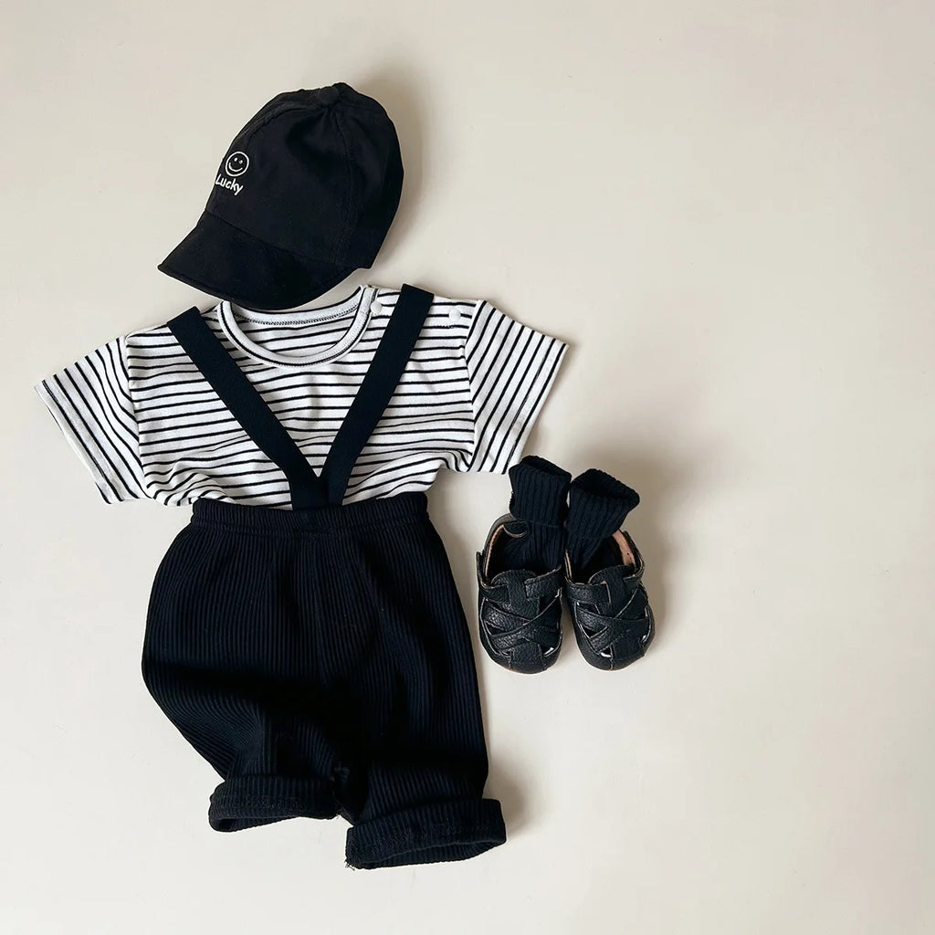 2024 Summer Costume New Boy Girl Baby Solid All-match Short Sleeve T-shirt Newborn Loose Comfort Cotton Tees Infant Casual Tops