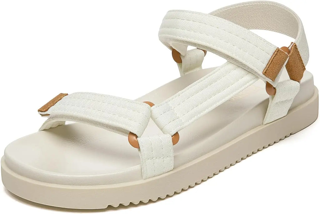Women's Flat Sandals Comfortable Open Toe Adjustable Strap Walking Footbed Sandals
