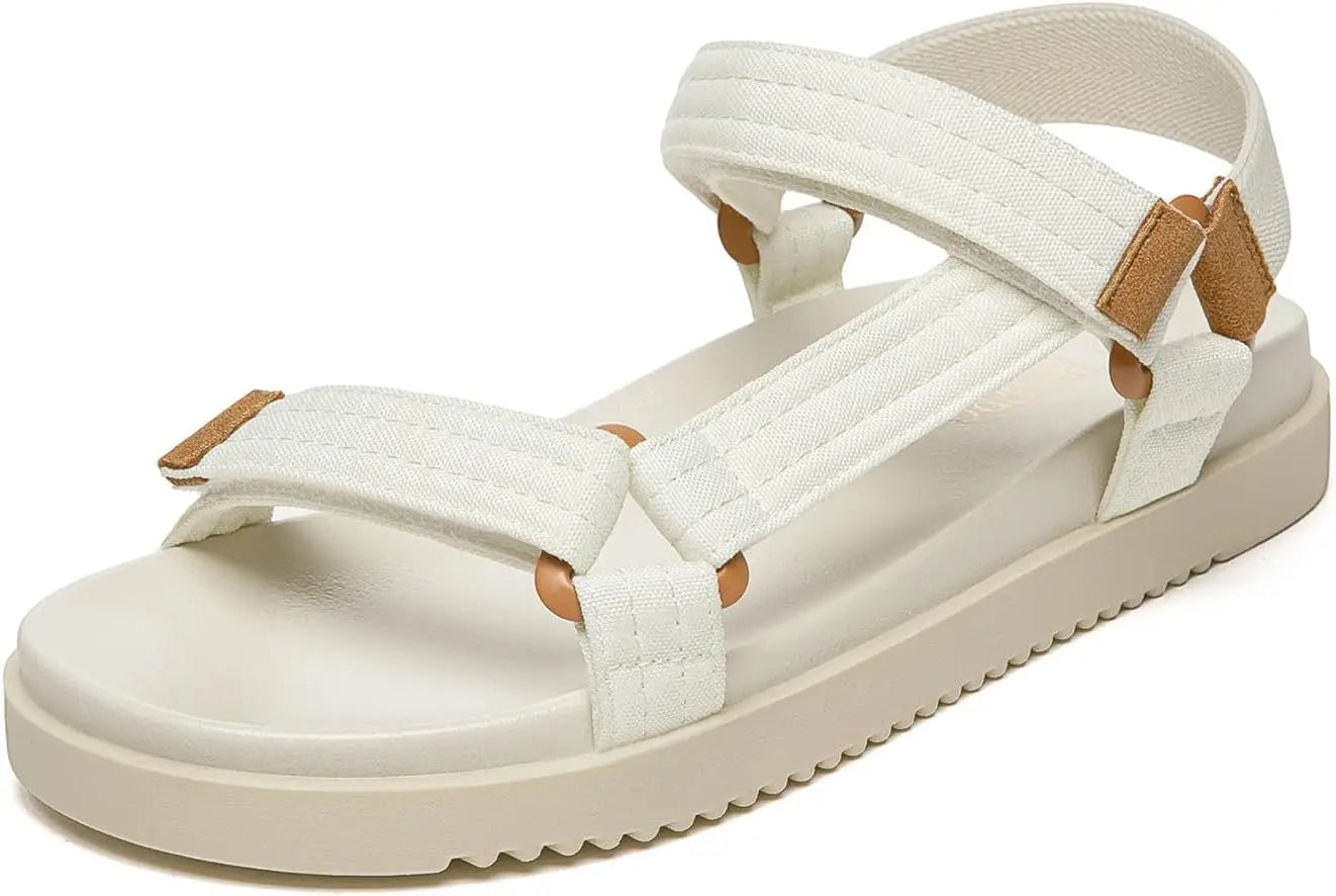 Women's Flat Sandals Comfortable Open Toe Adjustable Strap Walking Footbed Sandals