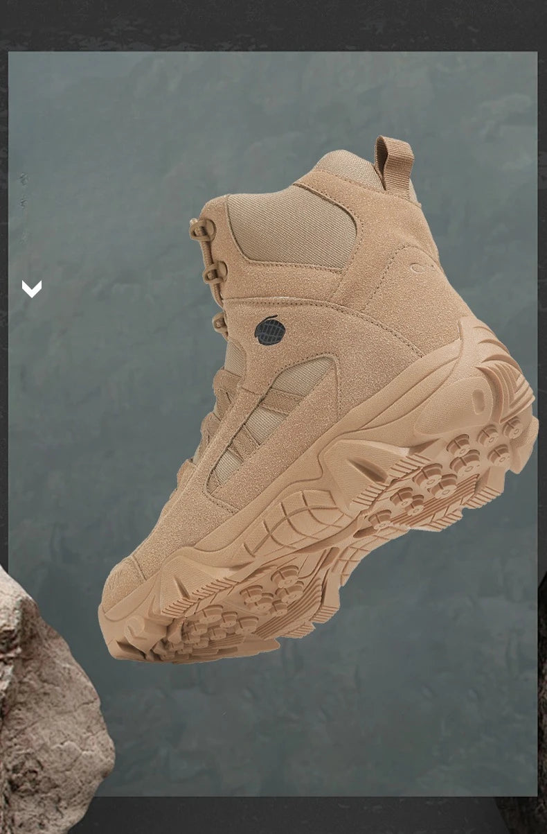 Hiking Men Shoes Mid-top Outdoor Comfortable Anti-slip Combat  Boots Men Shoes Thick-soled Sporty Keep Warm Casual Men Shoes