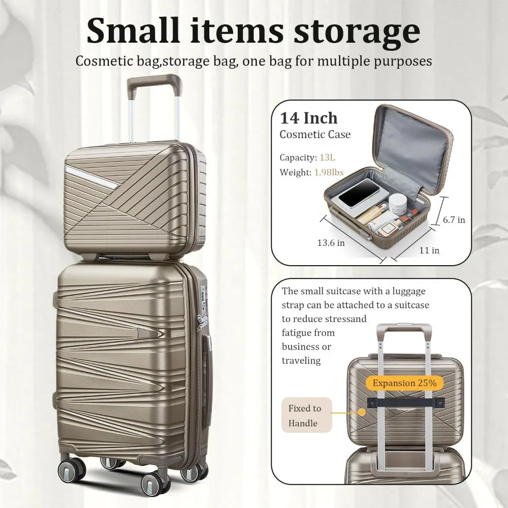 Luggage Set 4 Piece with Spinner Wheel, TSA Approved Expandable Hardshell Suitcase, Lightweight Travel Family Set for Men and Wo