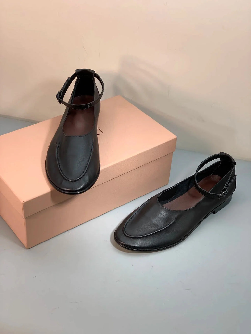 Women's Shoes Ankle-Strap Flats Leather