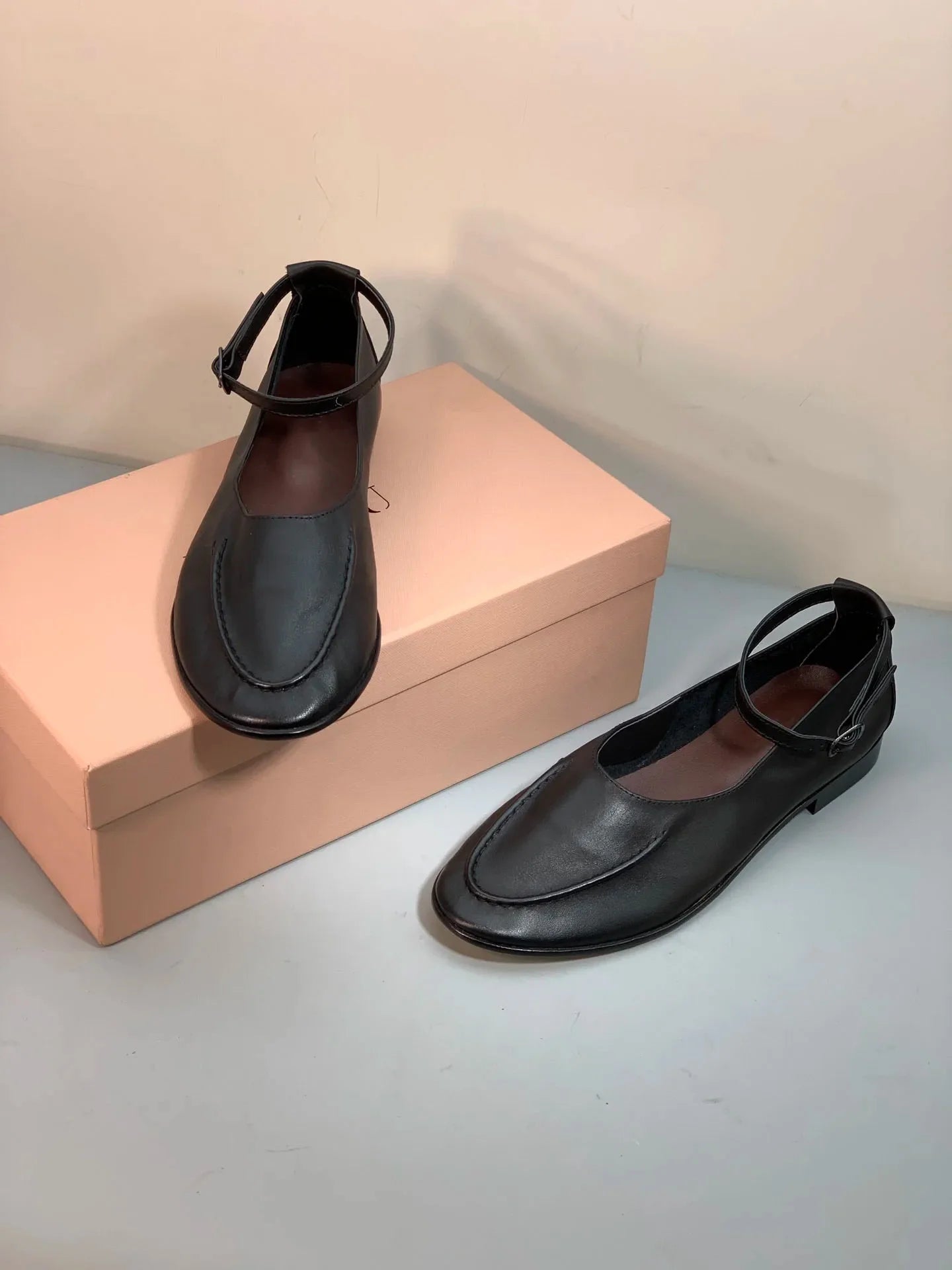 Women's Shoes Ankle-Strap Flats Leather