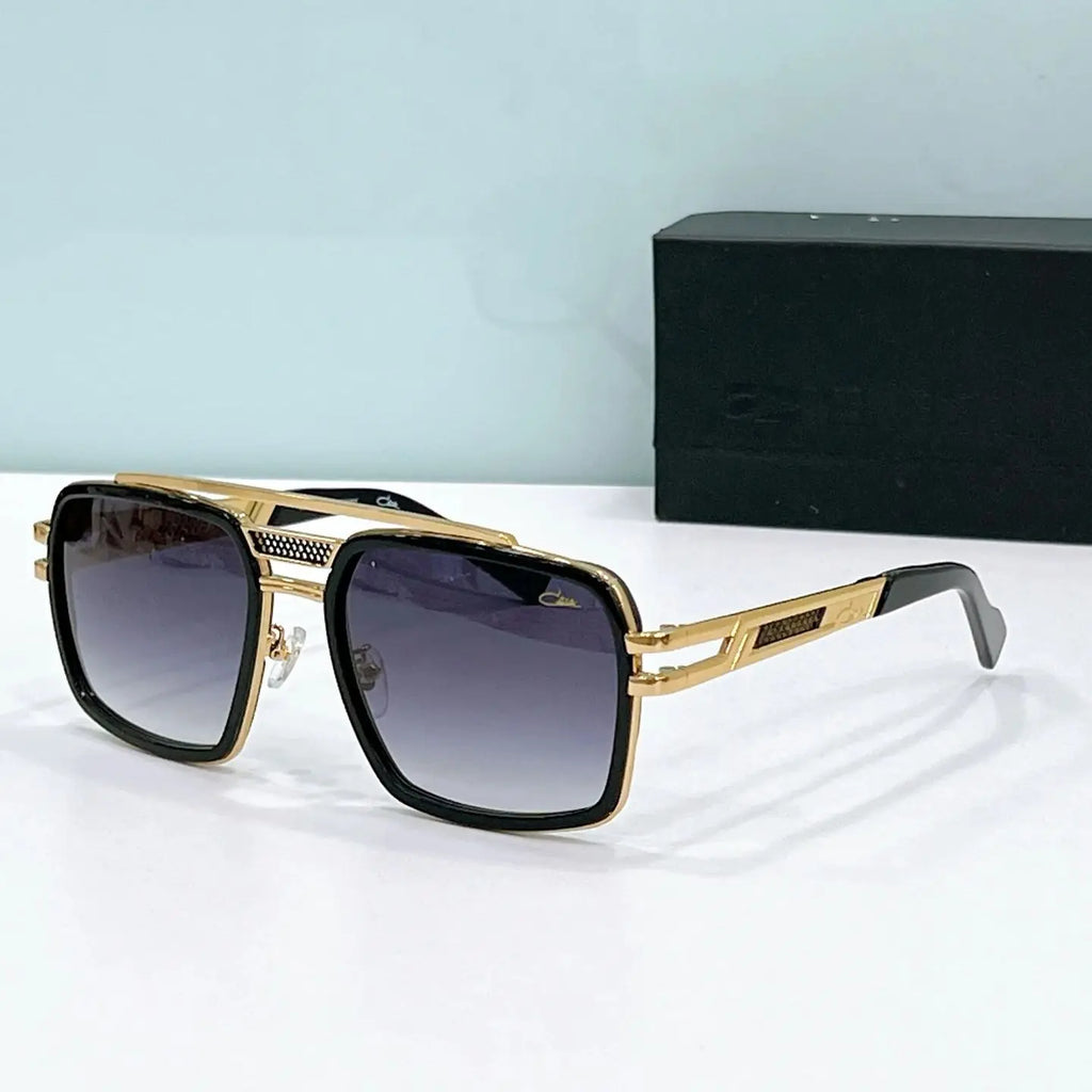 Original CAZA MOD6033 Classic Stylish Gradient Blue Lenses Men Sunglasses Luxury Design Gold Alloy Frame Women Couple Eyewear