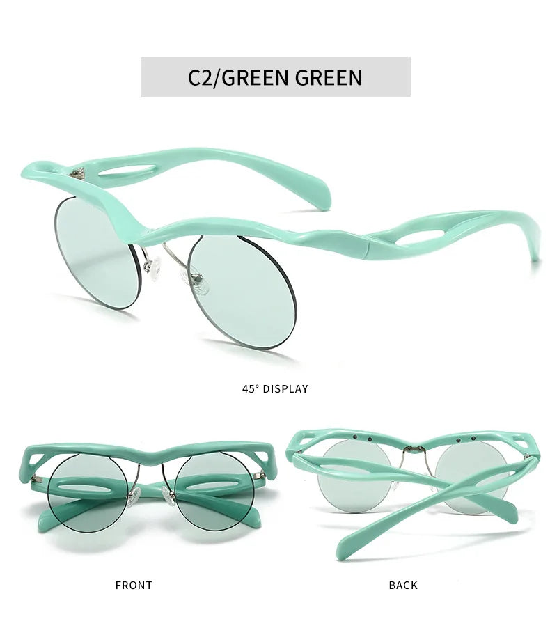 Unique Round Sunglasses for Women Men Fashion Punk Cool Decoration Sun Glasses High Quality Goggles Shades