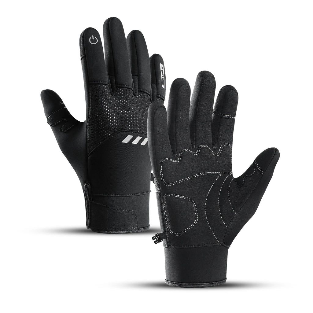 Autumn Winter Outdoor Cycling Gloves Gym Fitness Sports Running Warm Touch Screen Nonslip Gloves Motorcycle Gloves Men Black