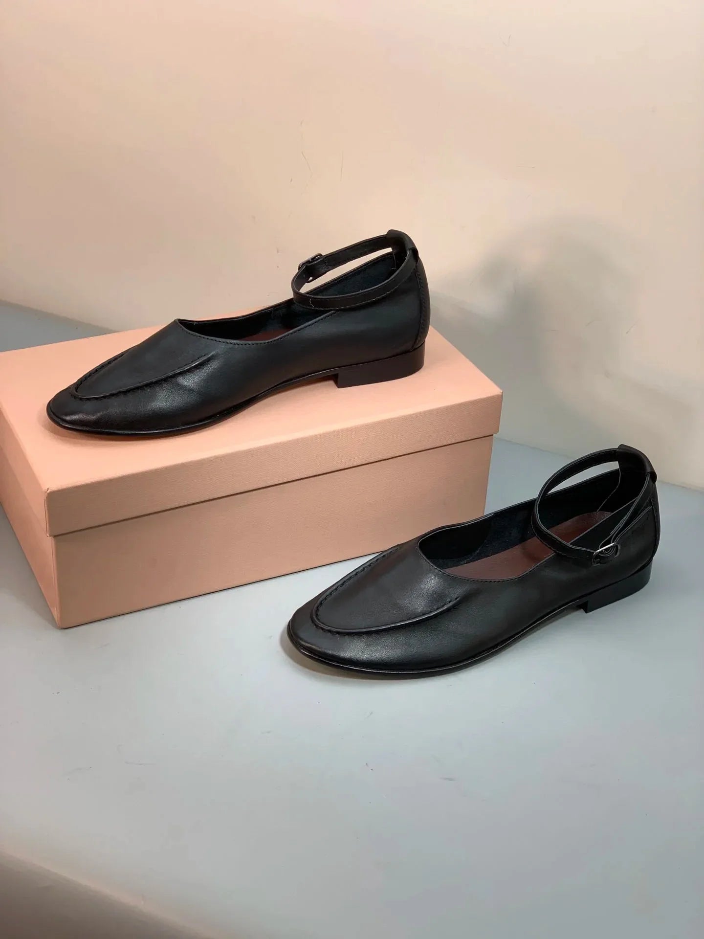 Women's Shoes Ankle-Strap Flats Leather