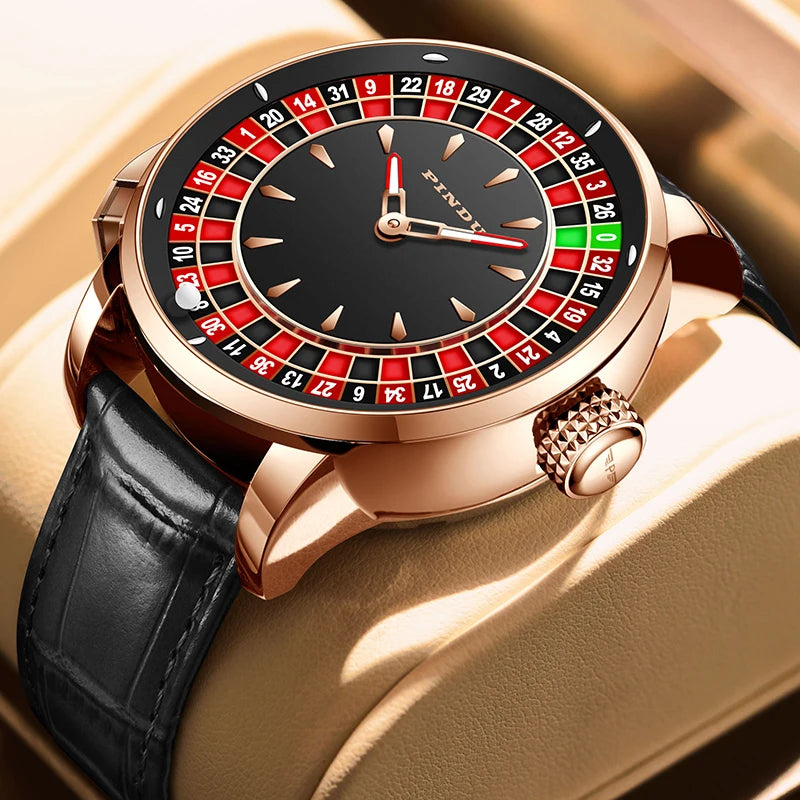 PINDU Rotating Dial Design Mechanical Watches Men NH35 Movement Sapphire Waterproof Leather Luxurious Automatic Wristwatches