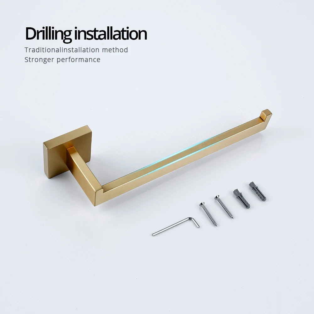 Bagnolux Towel Holder For Bathroom Wall Mounted Black Towel Bar Brushed Gold Bathroom Accessories Matte Black Towel Rack