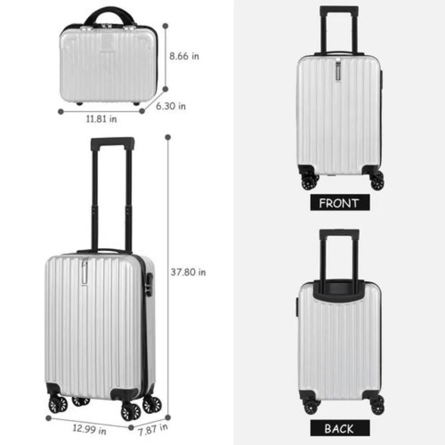 2-Piece Hardshell Luggage Set (20"+14") - Nesting Spinner w/ 360° Wheels & TSA Lock, Lightweight Expandable for Family Travel