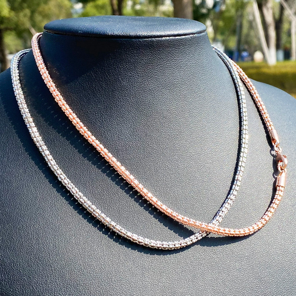 Aokaishen Round Snake Link Necklace Choker for Women Real Gold Plated Hip Hop Jewelry