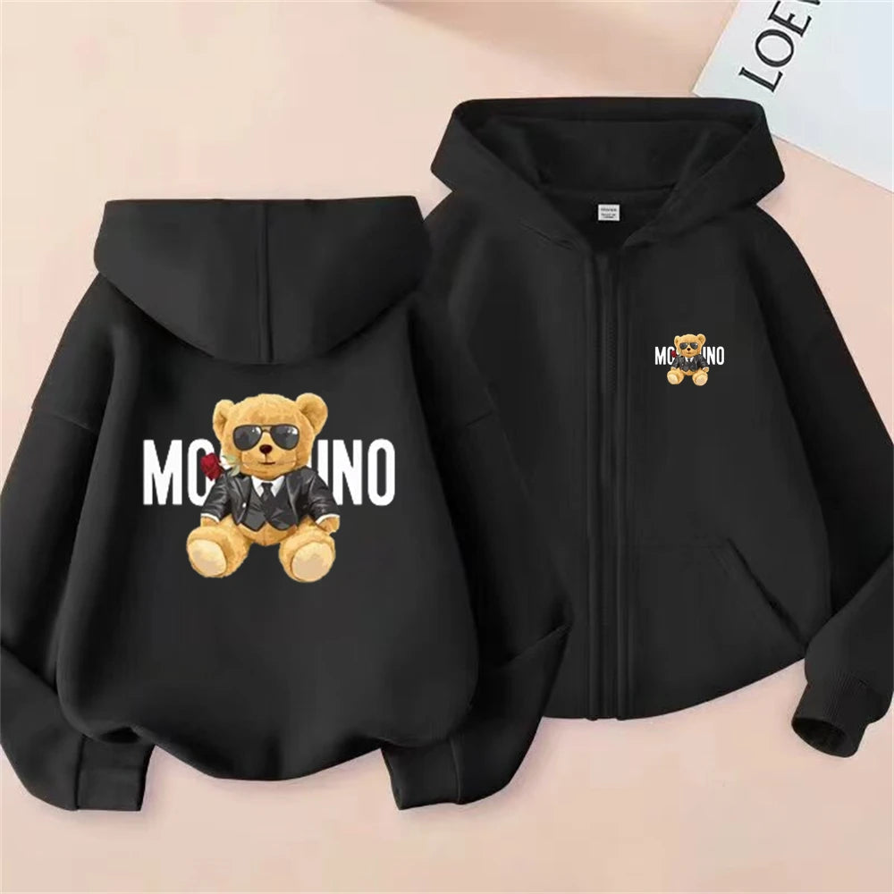 Children Little Bear Hoodie Toddler 3-12 Year Coat  Fashion zipper style Clothing Boys Girls Tops Spring Leisure Sweatshirr