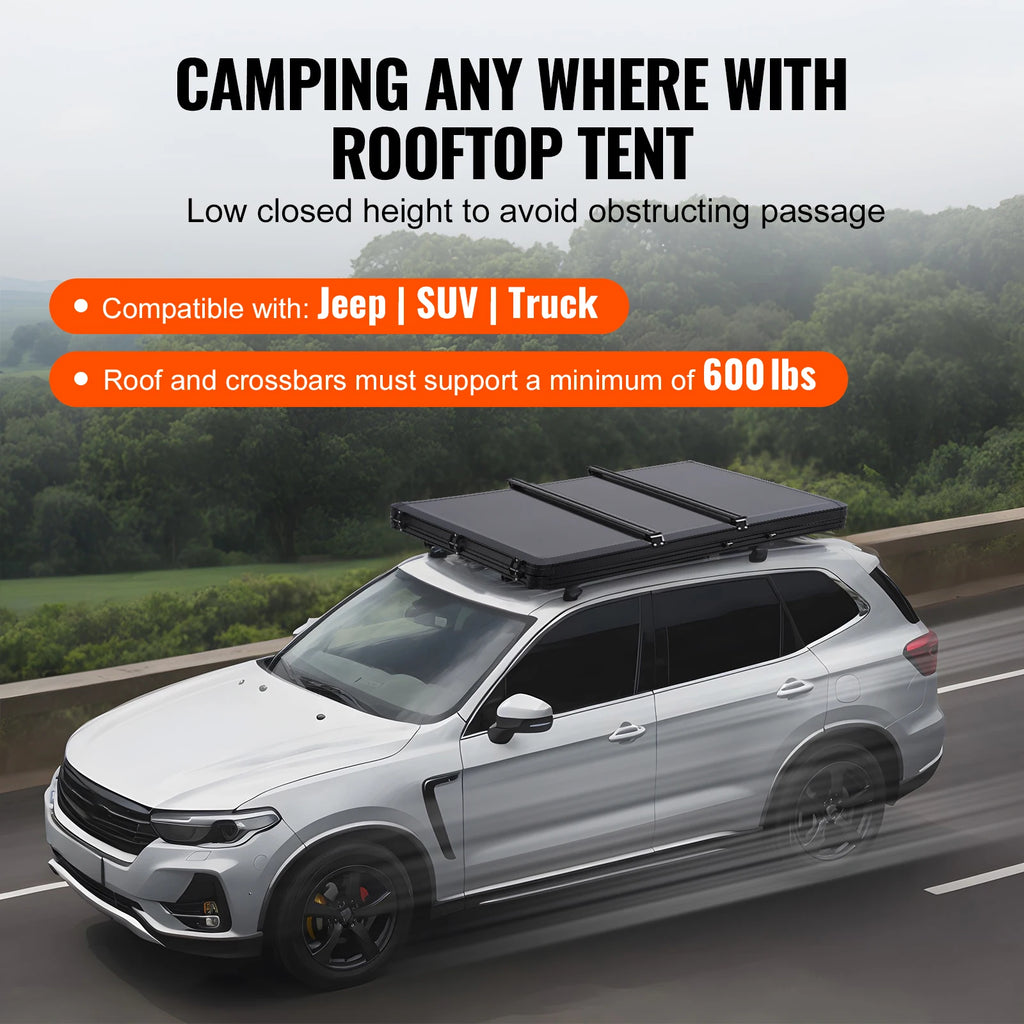 SucceBuy Rooftop Tent Hard Shell Naturnest Rooftop Tent Hardshell for 2-3 Person Waterproof Windproof for Jeep SUV Van Pickup