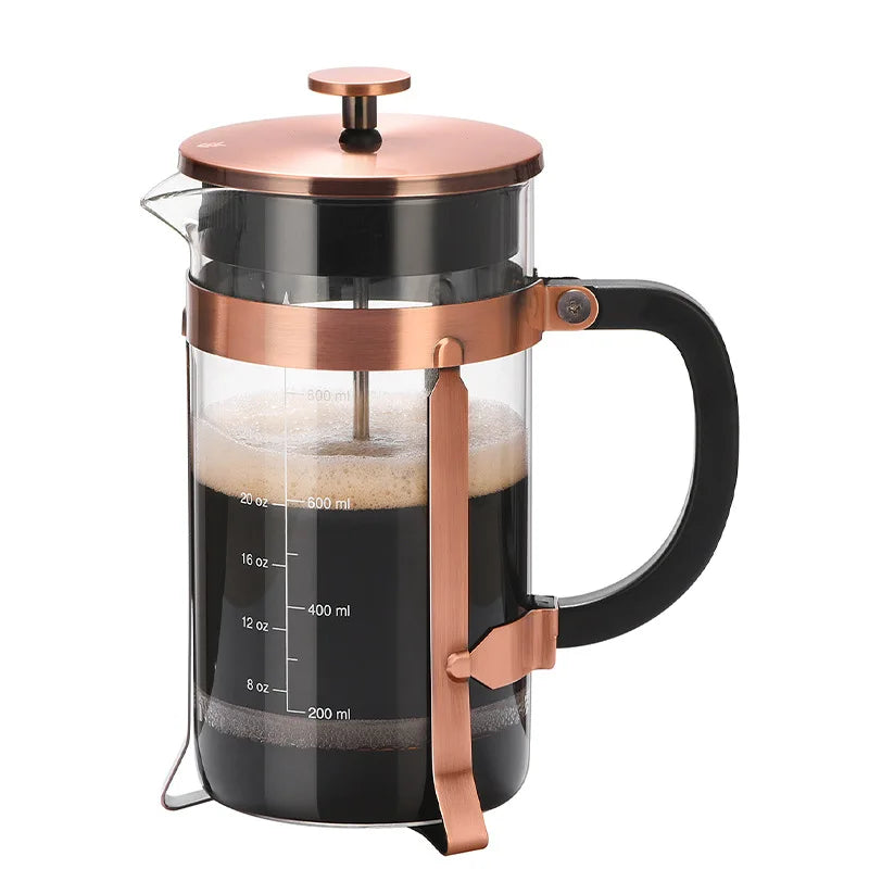 French Press Pot High Borosilicate Glass Pot Household Double-layer Filter Screen Hand Brewed Coffee Pot