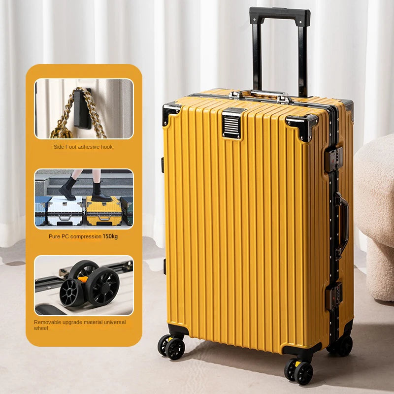 Suitcase Aluminum Frame 20 inch Carrier Trolley Case Removable Universal Wheels 22-30 inch Large Capacity Travel Suitcases