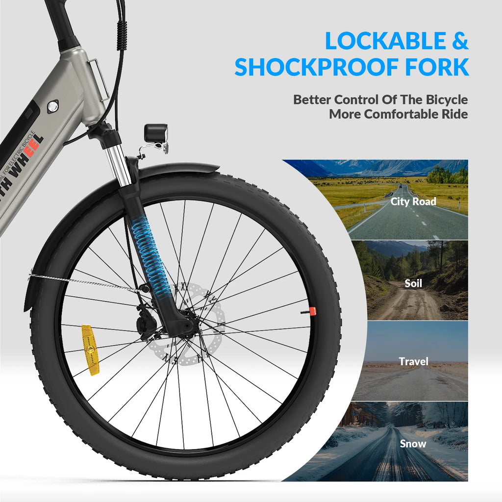 5TH WHEEL AB18 Electric Bike for Adult with 350W Motor, 26" EBike with 36V 10.4Ah Removable Battery Ebike