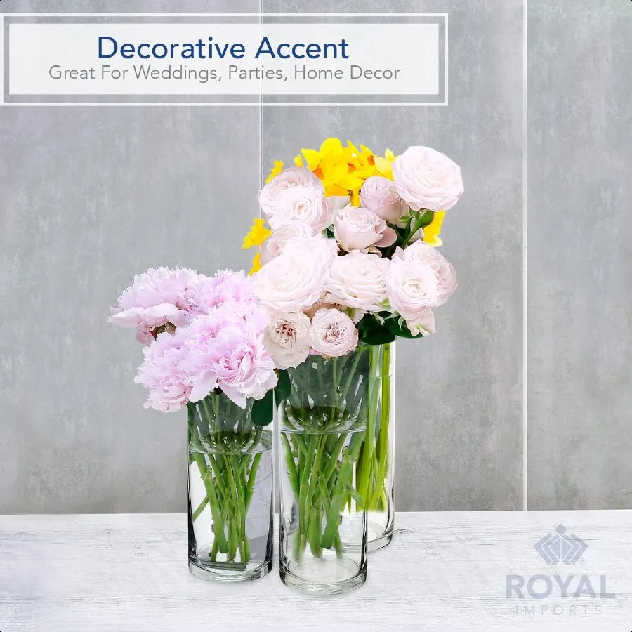 Glass Cylinder Vases Set of 3 Decorative Centerpieces for Home or Wedding by