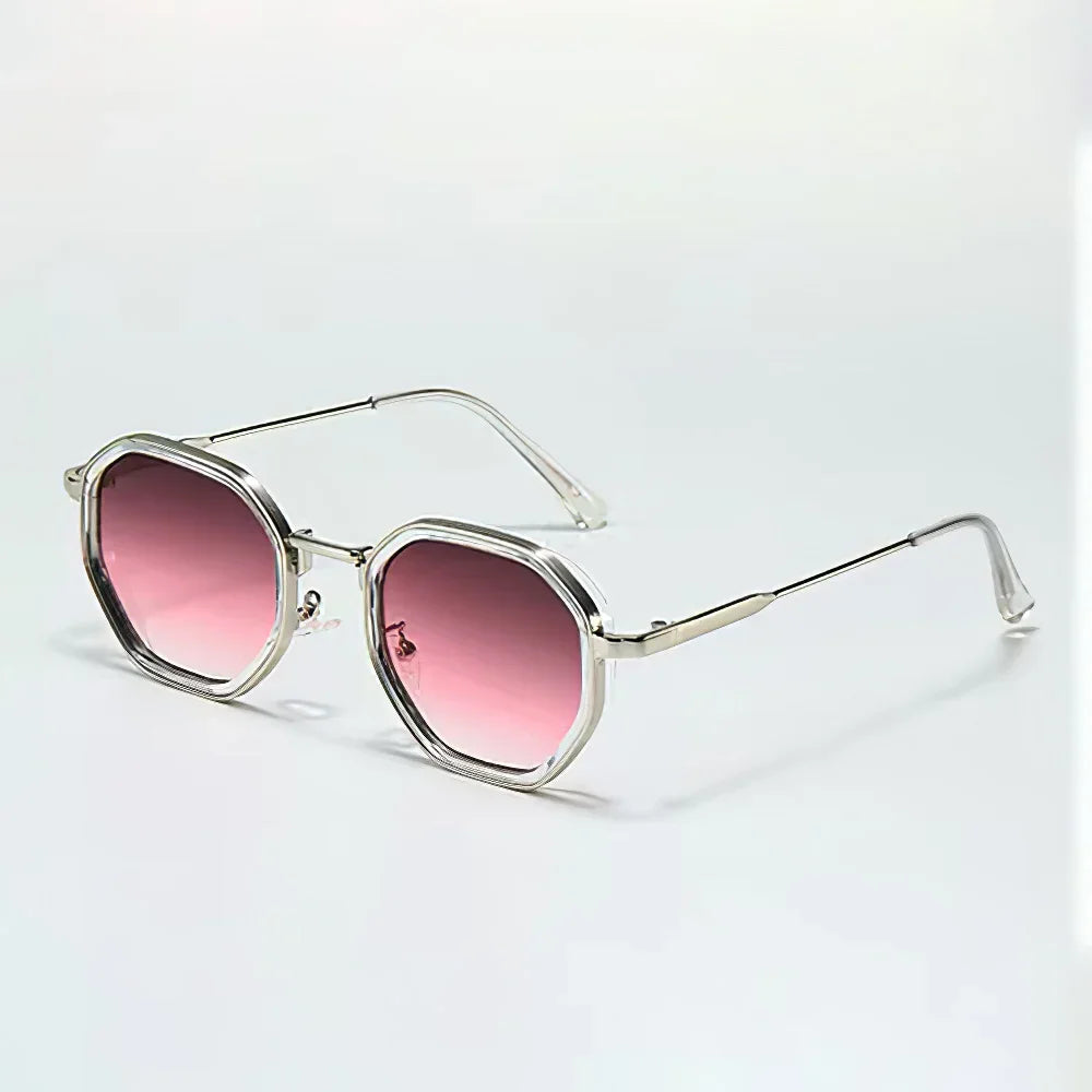 2025 New in Vintage Sunglasses for Women Modern Fashionable Octagonal Glasses with Black Lenses Golden Edging Sun Glasses