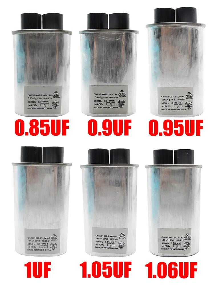 Microwave Oven High Voltage Capacitors 0.85uF / 0.9uF / 0.95uF / 1.05uF / 1.08uF Kitchen Appliance Microwave Oven Parts